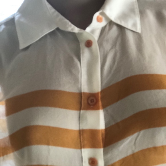 Bebe Sheer Striped Blouse Long Sleeves100% Silk S - Picture 6 of 8